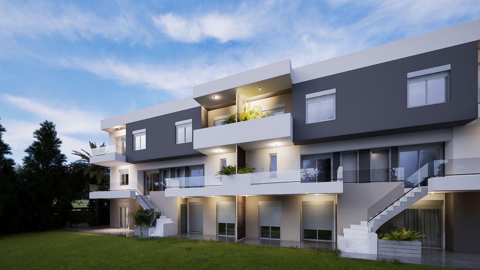 Neoi Epivates building facade with balconies