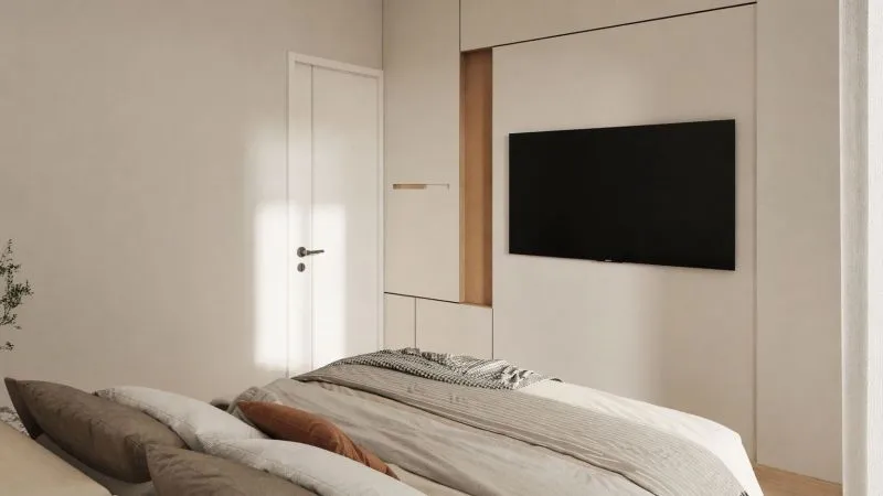 Second bedroom with wall-mounted TV