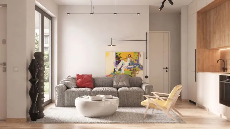 Living room with door to garden